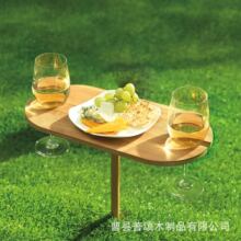 竹木插地户外烧烤野炊红酒桌木质酒架便携式红酒架餐厅酒杯木架