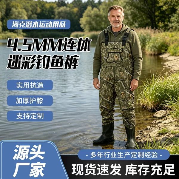 Manufacturer's In-Stock Camouflage One-Piece Wading Pants for Sea Fishing, Waterproof One-Piece Wading Pants for Fishing, Catching Fish, Creek Fishing, Hunting, and Exploration