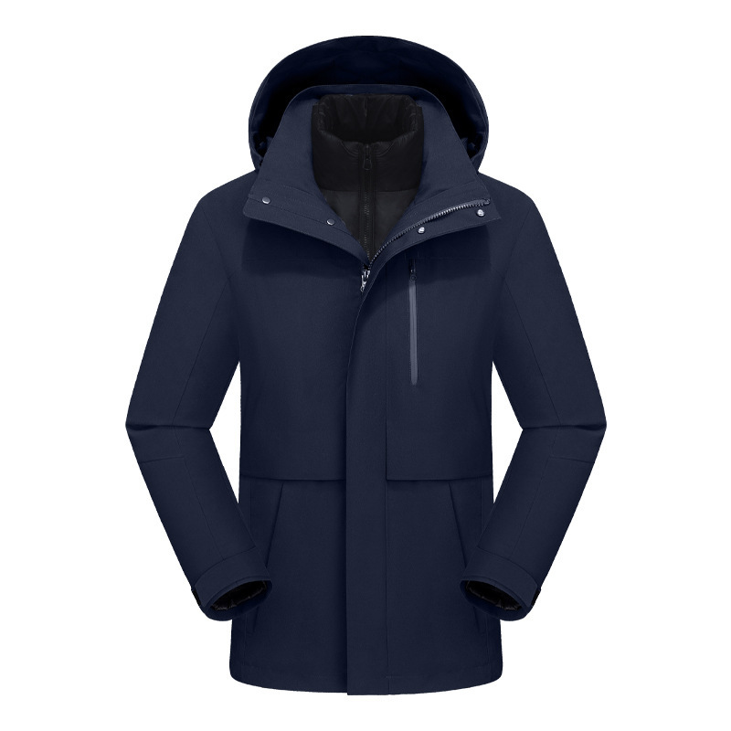 New Outdoor Camping Style Business Jacket Goose down Liner Warm Three-In-One Waterproof Windproof Laminated Mountaineering Jacket for Men