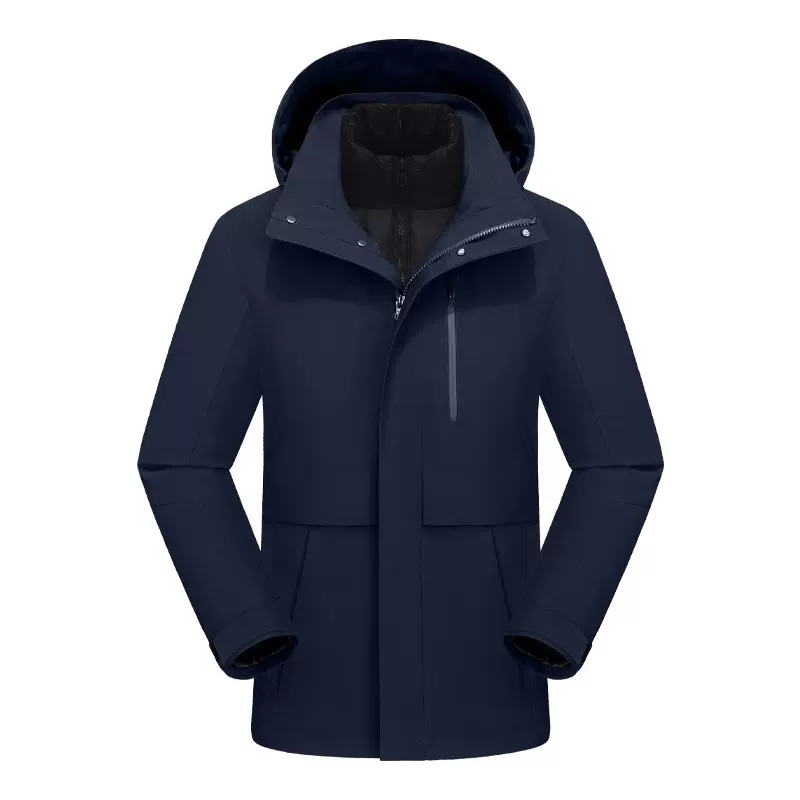 新款户外露营商务冲锋衣鹅绒内胆保暖三合一防水防风压胶登山服男