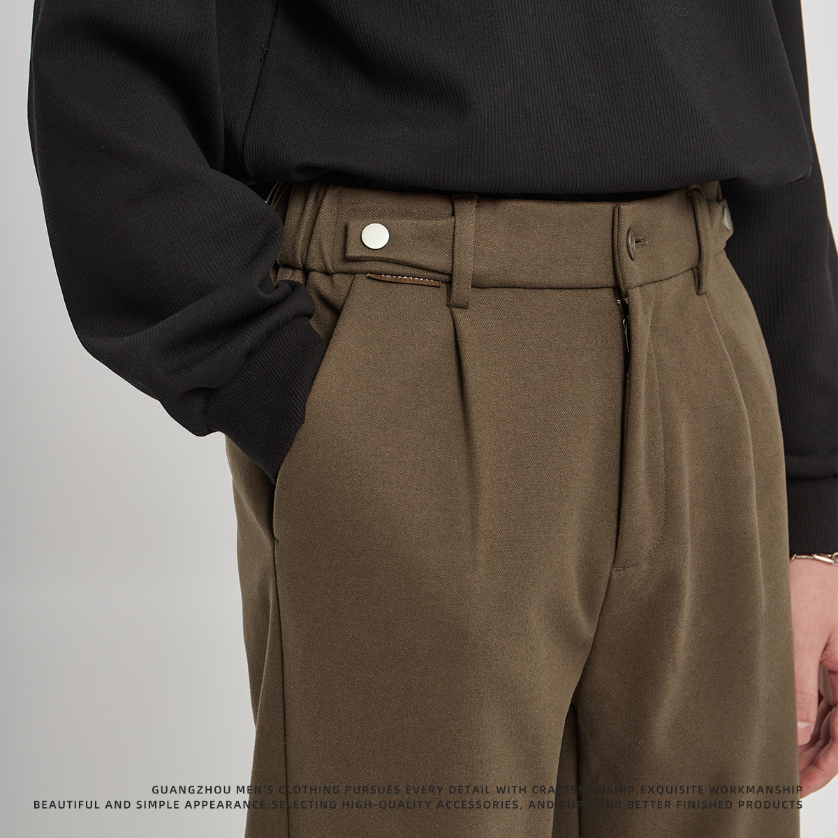 APO ropa de Hombre | Pantalones casuales sueltos para hombre 2023 Otoño e Invierno Nuevos pantalones de lana para hombre pequeños pantalones de traje de hombre recto