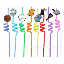 跨境热销卡通美食吸管帽配件现货奶茶杯PVC软胶吸管夹吸管套配饰