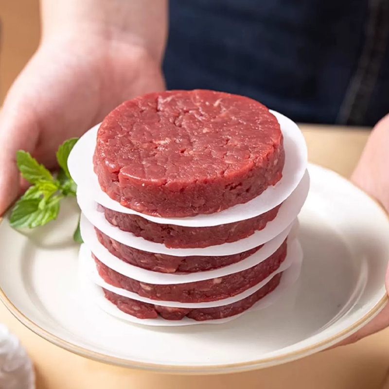 ラウンドビーフパティオイルペーパー肉分離紙食品グレード家庭用冷凍ノンスティック分離紙食品バーガー蒸し器紙|undefined