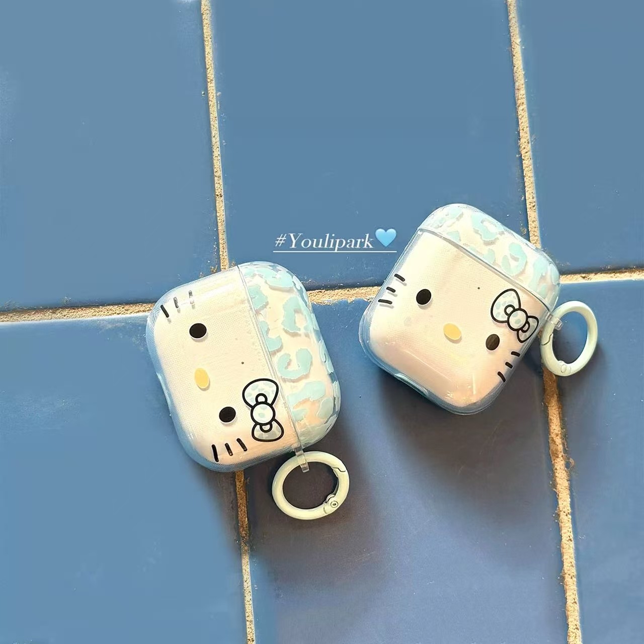 Corazón encantador de niña leopardo arco gato Airpods 1 / 2 generación Apple inalámbrico Bluetooth auriculares cubierta 34