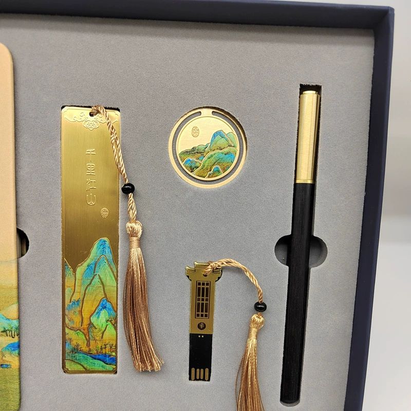 Комплект, латунный ноутбук, USB-накопитель для офиса, китайский стиль, деловая версия, подарок на день рождения, стиль легкой роскоши