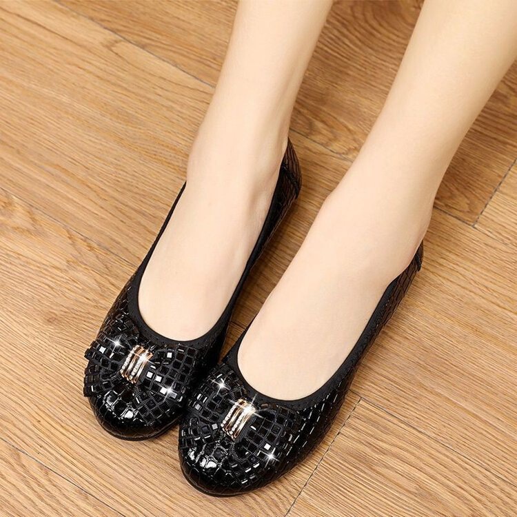 Breathable Bow Pumps Women's Shoes 2025 Autum with Skirt Pregnant Women Low Heel Slip-On Work Clothing Comfortable Women's Shoes
