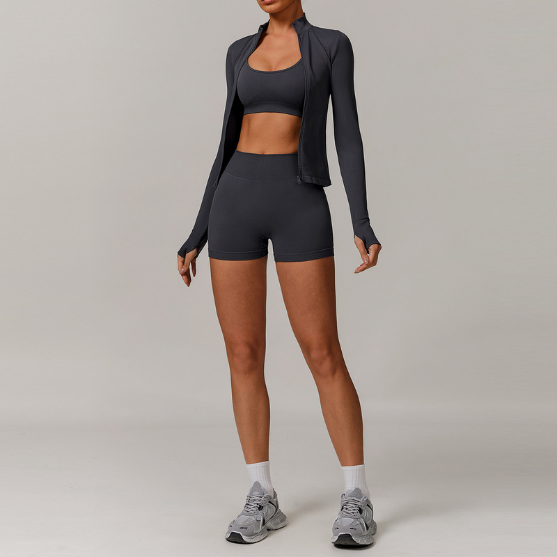 沢創欧米シームレス美背ヨガ服セットランニング速乾ガードルトレーニング服セット女性7137|undefined