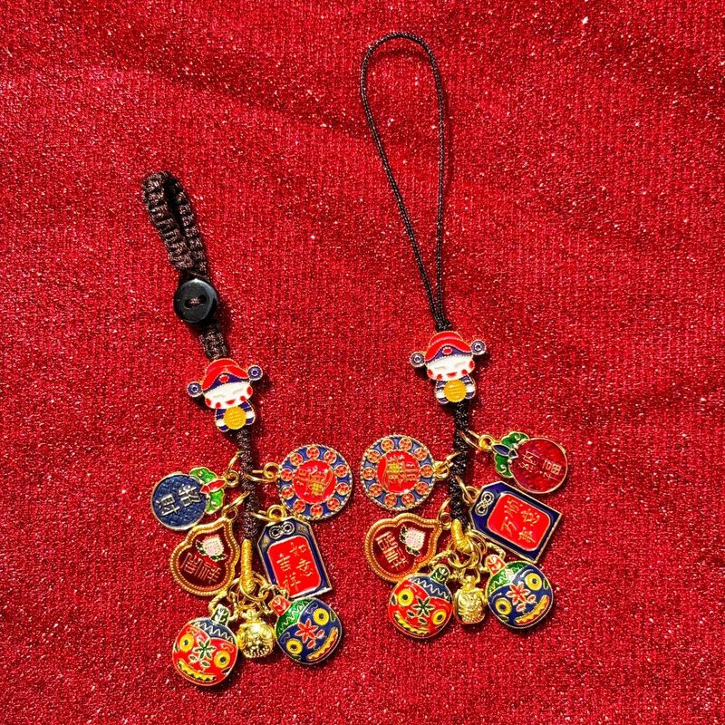 财神吞金兽一家三口四口古法招财纳福钥匙扣车钥匙链手机挂件饰|undefined