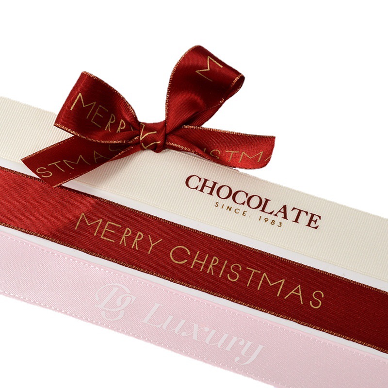 Cintas personalizadas impresión logotipo polvo cosmético mano tira cinta perfume caja de regalo decoración impresión de plata estampada cinta