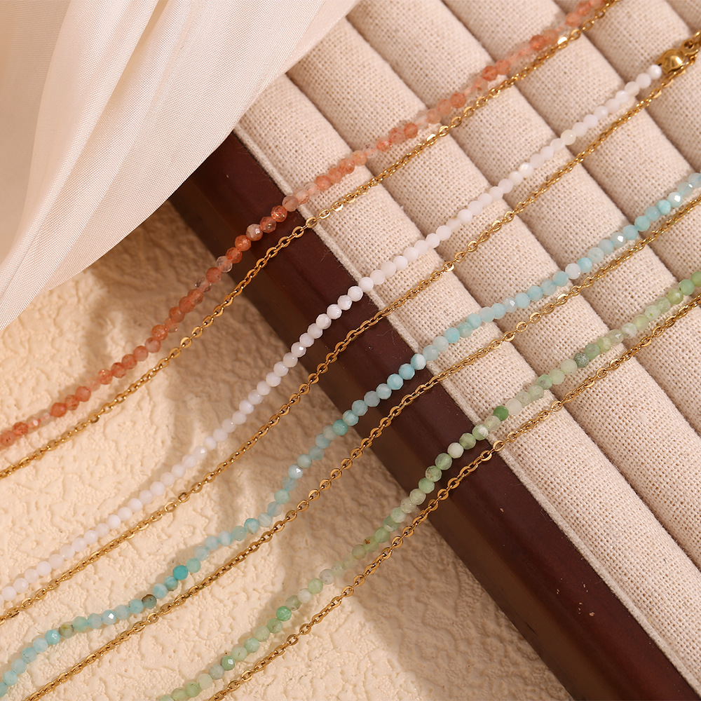 Natural Stone Beaded Stainless Steel Bracelet