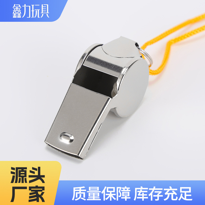 Iron-Edged Whistle, 6-Shaped Metal Referee Emergency Whistle with Lanyard, Neck-Hanging Style, Outdoor Portable Whistle