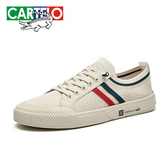 cartelo卡帝樂鱷魚鞋男春季小白鞋低幫軟底飛織鞋百搭休閒鞋板鞋