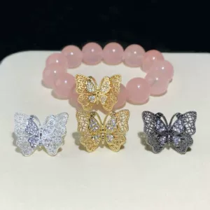 14K Gold-Filled Strong Color-Preserving Crystal DIY Accessories Cut Out Lace Butterfly Spacer Bead Flower Holder Bracelet Necklace Handmade Accessories