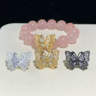 14K Gold-Filled Strong Color-Preserving Crystal DIY Accessories Cut Out Lace Butterfly Spacer Bead Flower Holder Bracelet Necklace Handmade Accessories