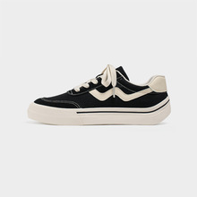 帆布鞋男鞋2025秋季新款百搭时尚翘底板鞋男厚底增高拼色休闲鞋子