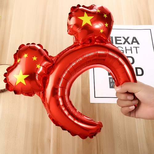 May 1st Labor Day decoration balloon five-pointed star heart-shaped hand-held aluminum film balloon student sports meeting cheering props