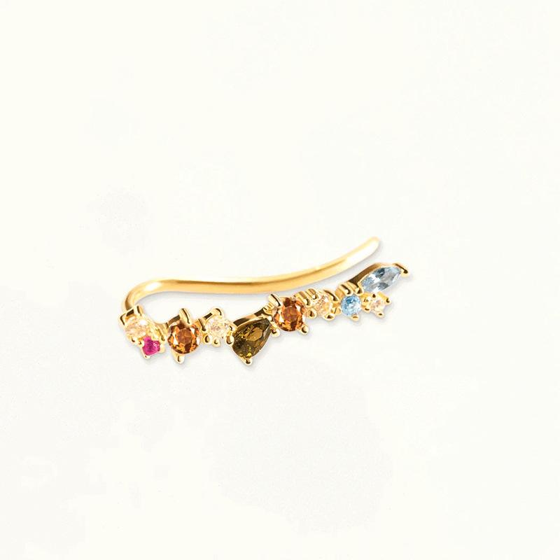 Européen Et Américain Tendance Mode Petite Goutte D'eau Douce Femme Boucles D'oreilles Géométrique Multicolore Zircon Oreille Clip display picture 5