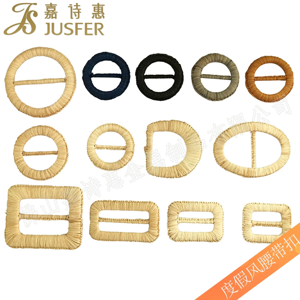 Square straw woven belt, buckle, factory direct supply
