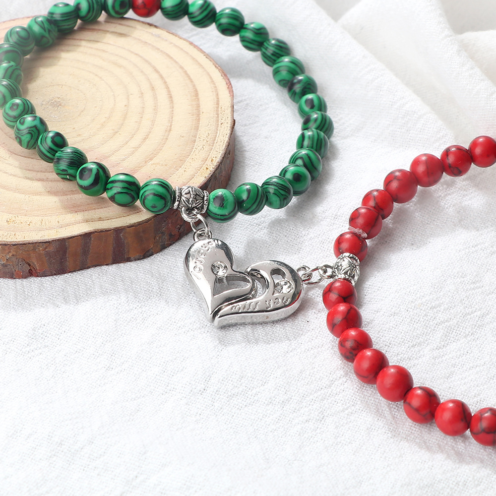 Creative water drop stacking magnetic buckle bracelet cute three dimensional pendant bracelet pearl pattern water drop men and women set jewelry_voghion.com