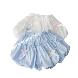 Little Girl Summer Shorts Korean Style Fresh Solid Color Bowknot Bloomers for Girls Sweet Versatile Trendy Pants