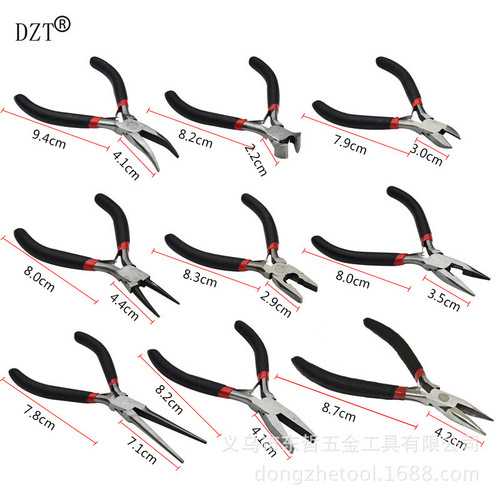 Mini jewelry curved mouth, slanted mouth, steel wire dipped in plastic handle, forged, 5-inch 4-inch DIY jewelry accessories pliers