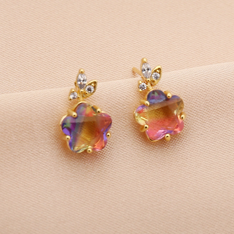 Pendientes De Flores Multicolores De Moda display picture 3