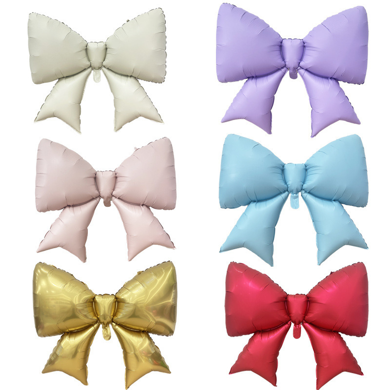 Bow Balloon Decoration Large Bow Balloon Happy Birthday Matte Bow Helium Floating Aluminum Film Balloon Wholesale