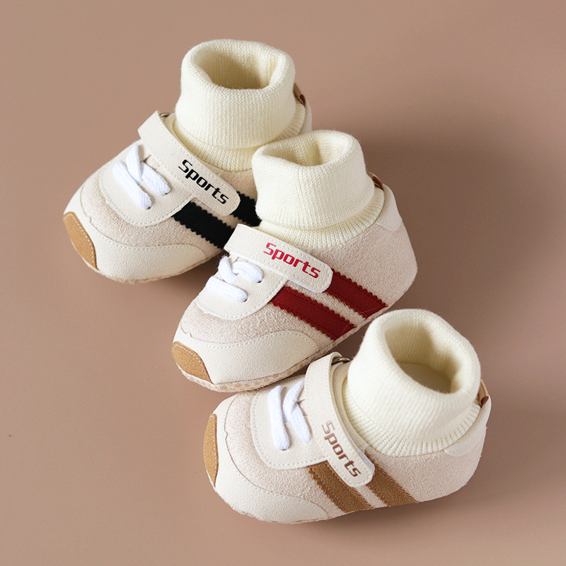 Spring and Autumn Newborn Baby Shoes and Socks Color Matching Sports Easiest for Match 0-1 Years Old Male and Female Baby Non-Falling Warm Soft Sole Toddler Shoes