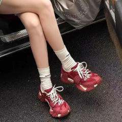 真皮透气厚底八爪鱼老爹鞋女2025年秋季新款时尚百搭网面休闲鞋