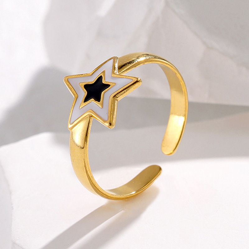 Stone-Free Inlay Material Open Ring Classification 1 Piece Quantity 1 Piece Fashion Star Stainless Steel Plating Open Ring