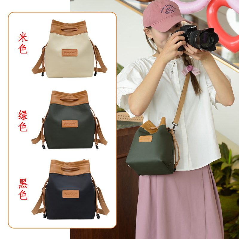 Mirrorless Camera Bag Storage Bag Women's Slr Bag Diagonal Shoulder Liner Bag Satchel Lens Bag Ultra-Light Pu Photography Bag