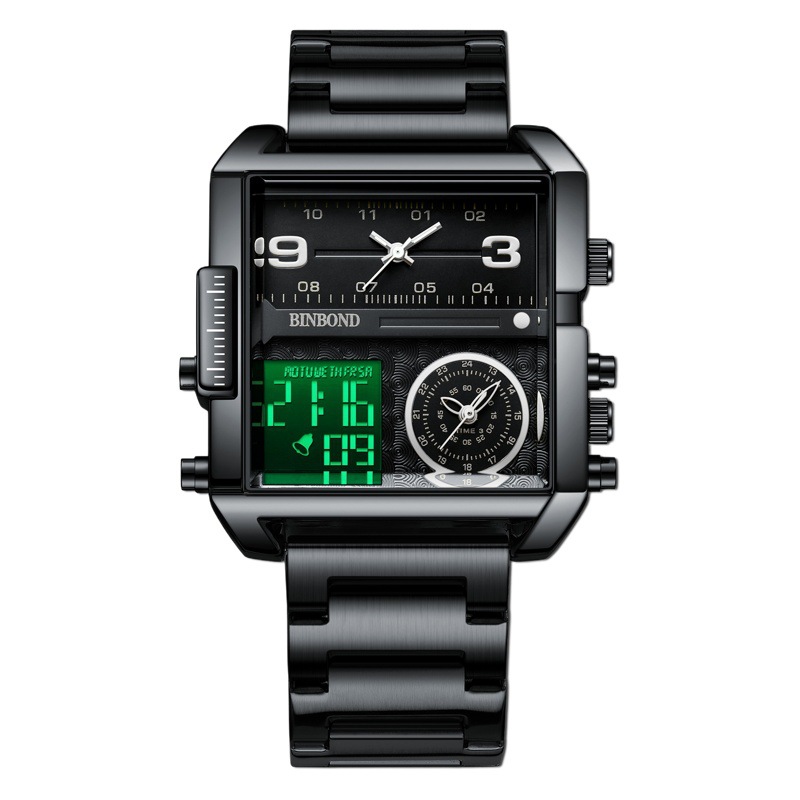 Binbond Brand Watch with Extra-Large Dial, Multi-Functional Sports Quartz Watch for Men
