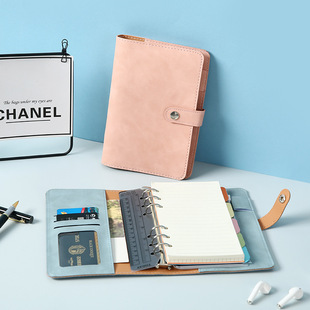A6 Macaron Leather Notebook Binder Soft Leather Hand Ledger Loose-leaf Notepad Bill Change Storage Book