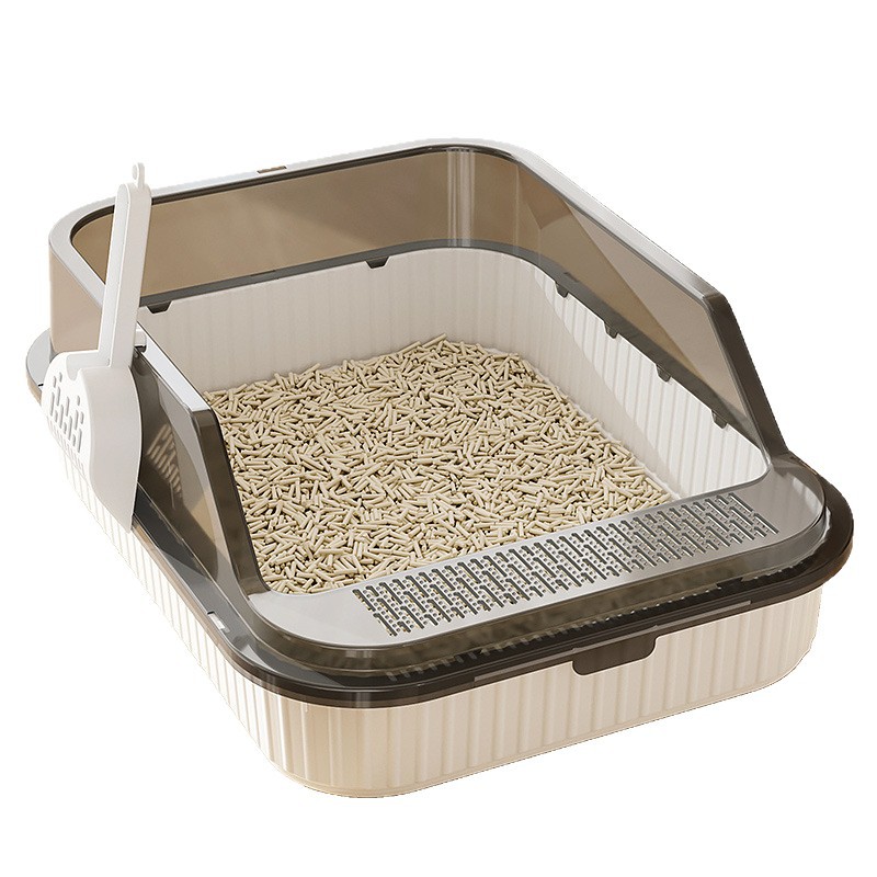 Baño de arena para gatos anti-spillado exterior con arena, baño para gatos grande, arena para gatos semicerrada, lavabo para gatos pequeños