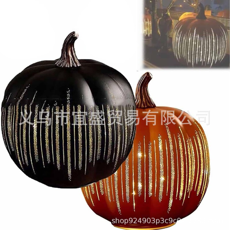 跨境万圣节Twinkle Light Pumpkins闪闪发光的南瓜灯南瓜装饰树脂|undefined