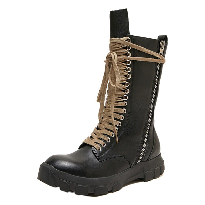 Европейские и американские модные высокие сапоги из воловьей кожи, дышащие кроссовки на толстой подошве со шнуровкой, увеличивающие рост, пара стильных рыцарских сапог на трибутымием, рабочая одежда