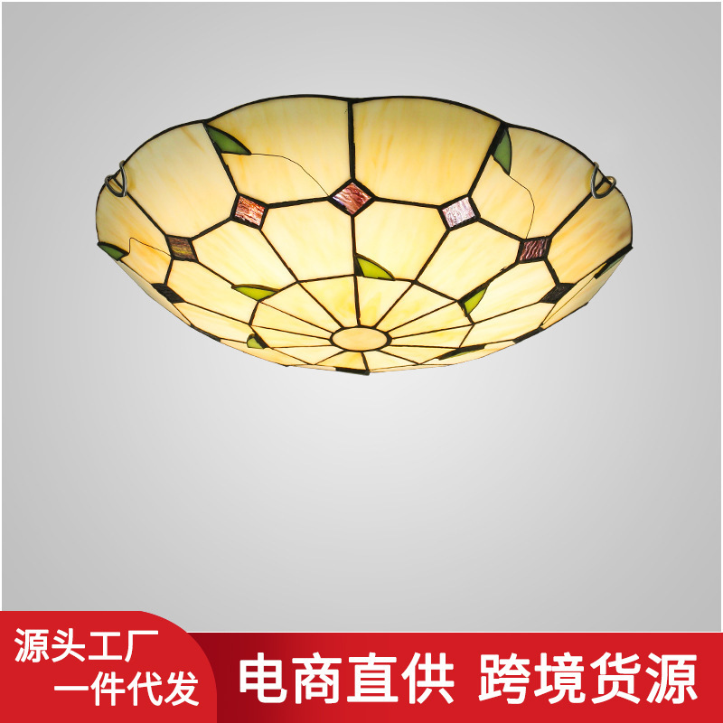 American Style Pastoral Bedroom Ceiling Lamp Tiffany Art Glass Living Room Dining Room Study Balcony Corridor Decorative Lamp