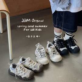 JBM新款儿童鞋男女童暴走徒步登山鞋魔术贴学生小白鞋休闲跑步鞋