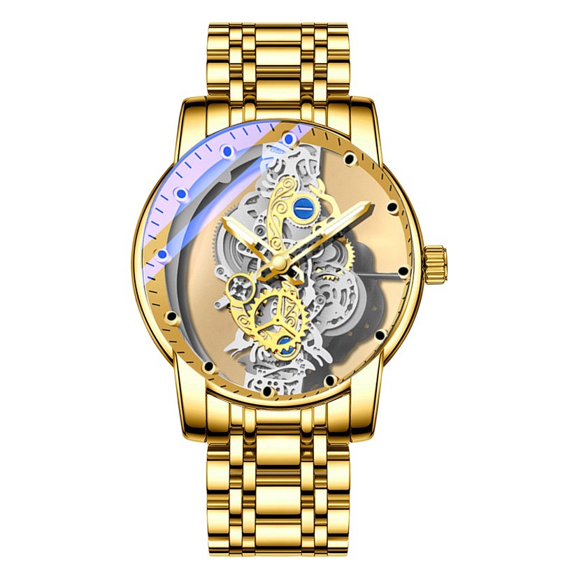 Nuevo reloj automático transparente hueco de doble cara para hombres no mecánico Red de negocios Comercio exterior transfronterizo impermeable luminoso