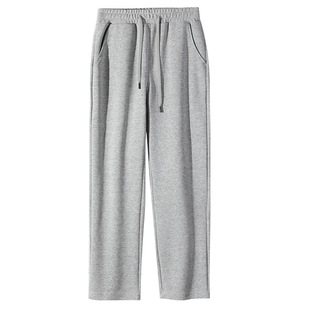 Solid Color Simple Casual Pants with Elastic Waist, Heavyweight Loose Sweatpants, Unisex Casual Straight-Leg Flat-Leg Sweatpants