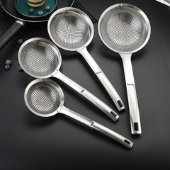 304 Stainless Steel Filter Mesh, Oil Strainer for Home Kitchens, Noodle-Scooping Spoon, Soy Milk & Juice Filter, Oil-Draining Fry Basket