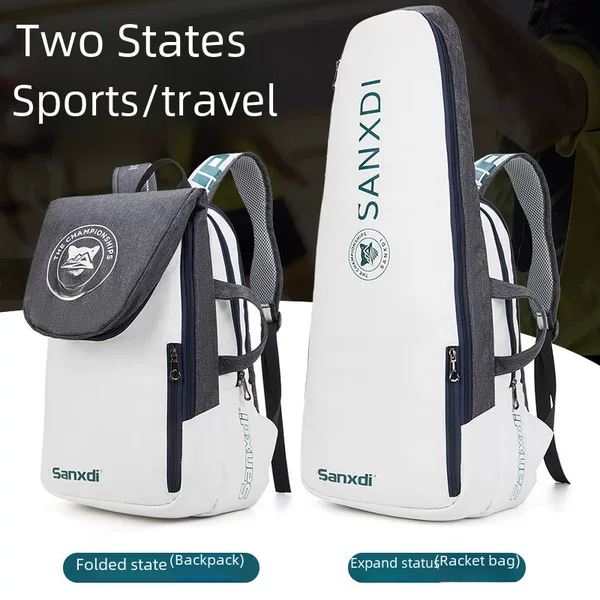 SANXDI New Tennis Bag Backpack White Badminton Sports Bag 3 Pack for Men and Women