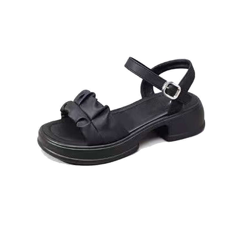 Pequeño aumento de altura sandalias de suela gruesa para mujeres verano 2026 nuevos zapatos de playa de talón grueso para mujeres sandalias de suela gruesa image 6