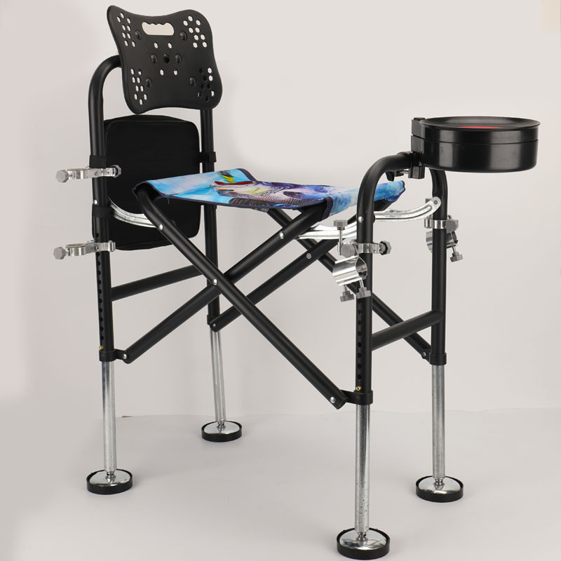 Peces azules Silla de pesca tubo de acero al carbono 13 agujeros de ajuste de elevación doble haz de soldadura multifuncional plegable Silla de pesca
