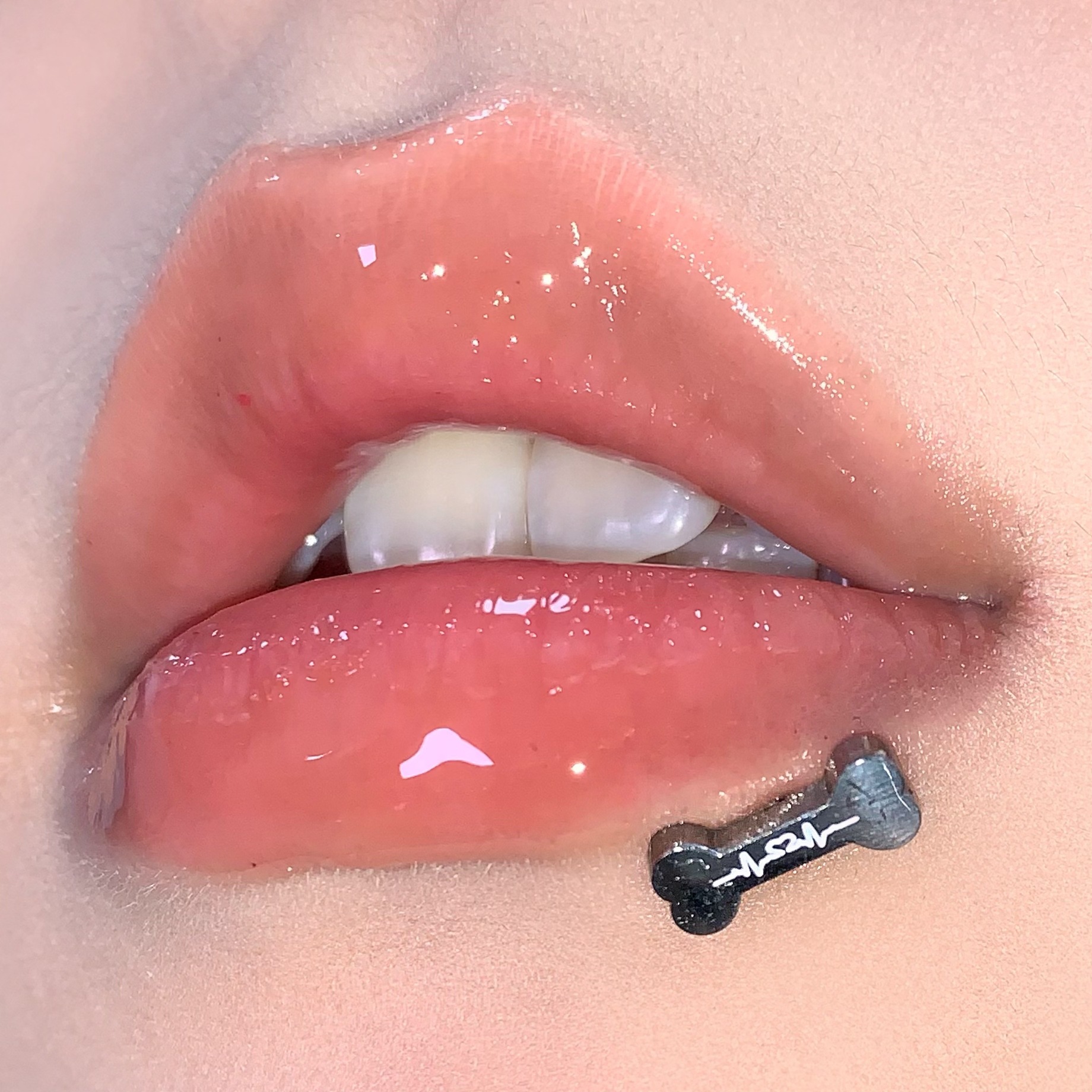 Pointed labret stud close-up product detail