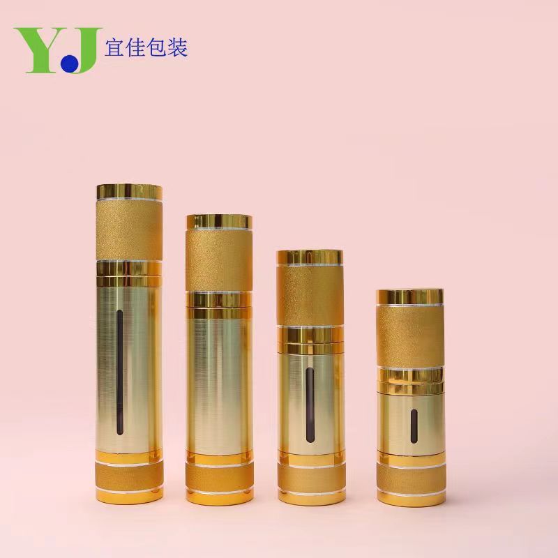 现货金色滚砂真空瓶乳液按压电化铝真空瓶按压喷雾电化铝真空瓶