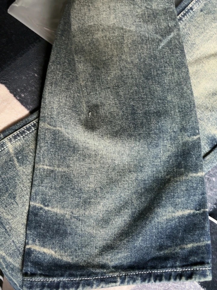 2025 American Retro Washed Blue Flared Jeans Trendy Brand Men's High Street Drape Cleanfit Pants_mkmklike.com