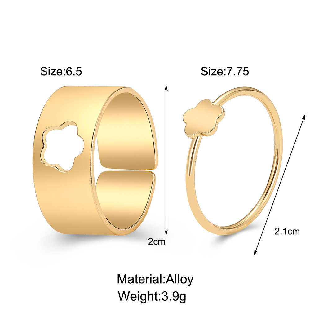 punk style hollow flower couple ring combination personality open index finger ring wholesale