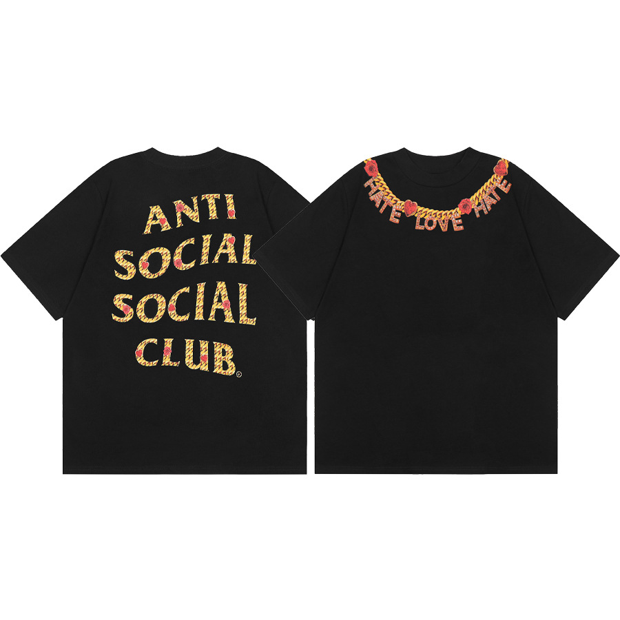 Versión correcta ASSC Club de dibujos animados relámpago impresión conjunta cuello redondo de los hombres Jersey pareja manga corta Camiseta moda