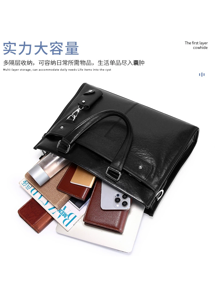 Leather laptop, men's waterproof bag, business version, cowhide, 7, 7inch, genuine leather